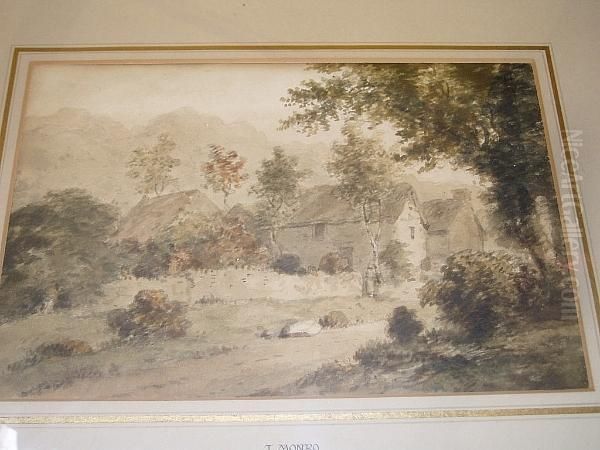 Landscape With Stone Houses Oil Painting by Thomas Monro