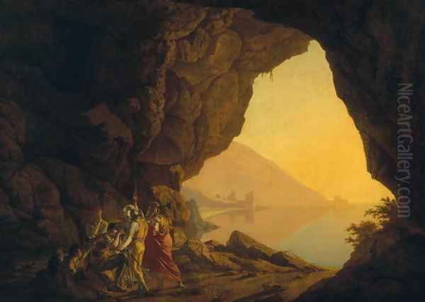 A Grotto in the Kingdom of Naples, with Banditti, exh. 1778 Oil Painting by Josepf Wright Of Derby