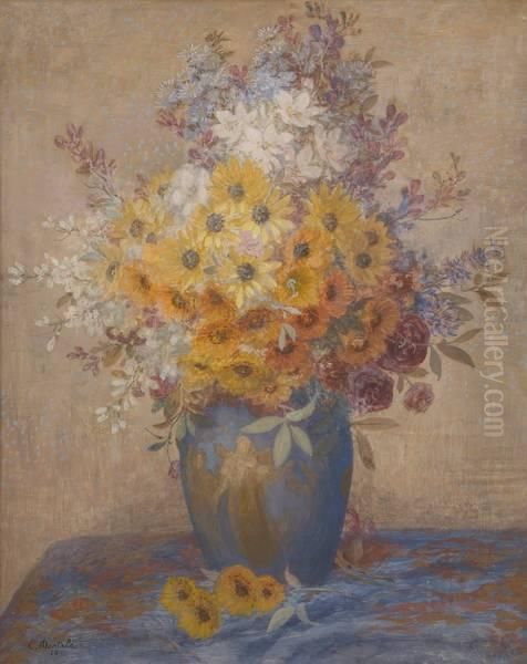 Vase Fleuri Oil Painting by Constant Montald