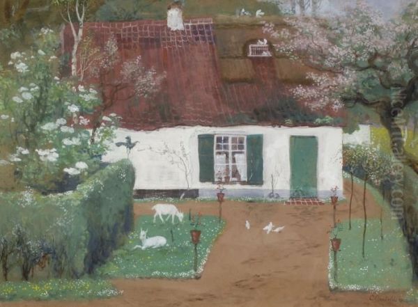 Hoeve In De Lente -la Ferme Au Printemps (1922) Oil Painting by Constant Montald