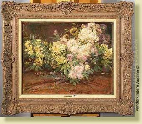 Gerbe De Roses Oil Painting by Constant Montald