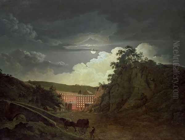 Arkwright's Cotton Mills, 1790s Oil Painting by Josepf Wright Of Derby