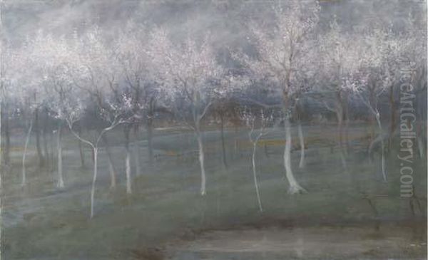 An Orchard Oil Painting by Constant Montald