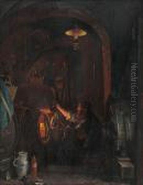 In The Wine Cellar Oil Painting by Anders Montan