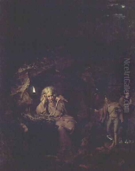 A Philosopher by Lamp Light, exh. 1769 Oil Painting by Josepf Wright Of Derby