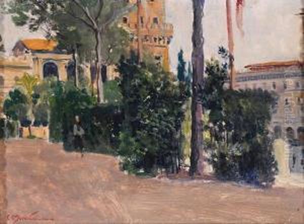 Scorcio Di Piazza Venezia In Roma Oil Painting by Carlo Montani