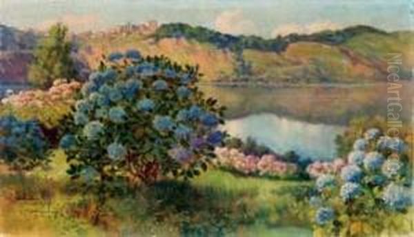 Veduta Del Lago Di Nemi Oil Painting by Carlo Montani