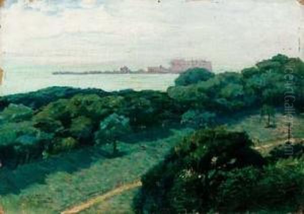 Anzio, Il Porto Da Villa Borghese Oil Painting by Carlo Montani