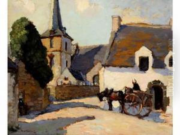 Village De Bretagne Oil Painting by Henri Montassier