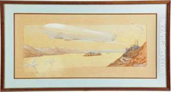 Zepplin Oil Painting by Ernest Montaut