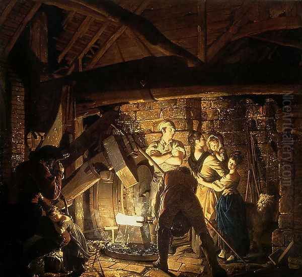 The Iron Forge, 1772 Oil Painting by Josepf Wright Of Derby