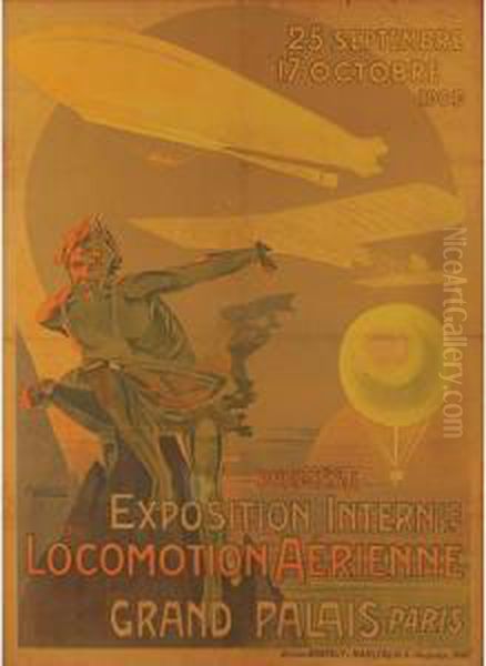 Premiere Exposition Internle De Locomotion Aerienne Oil Painting by Ernest Montaut