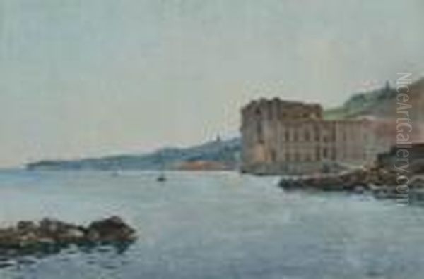 Napoli, Palazzo Donn'anna Oil Painting by Edoardo Monteforte