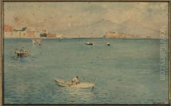 Pescatori A Napoli Oil Painting by Edoardo Monteforte