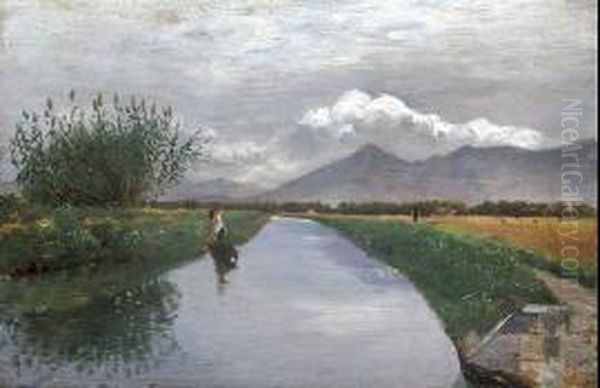 Lungo Il Fiume Oil Painting by Edoardo Monteforte