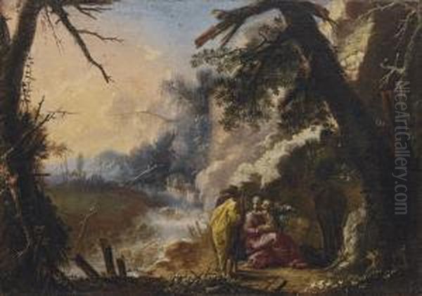 The Rest On The Flight To Egypt Oil Painting by Francesco Montelaticci, Cecco Bravo