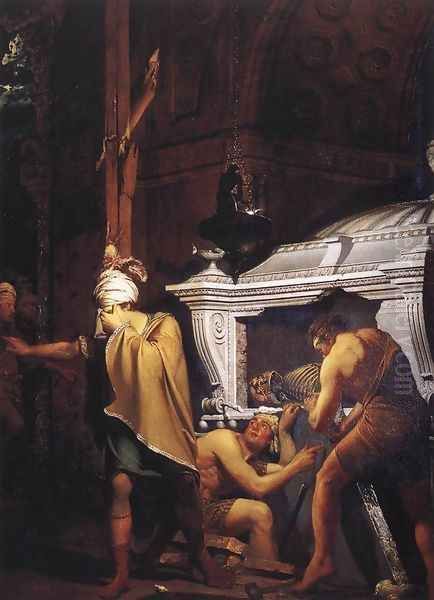 Miravan Breaking Open The Tomb Of His Ancestors Oil Painting by Josepf Wright Of Derby