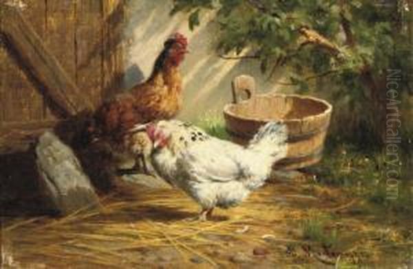 Feathered Friends Oil Painting by Antonio (Antonis Matteo) Montemezzo