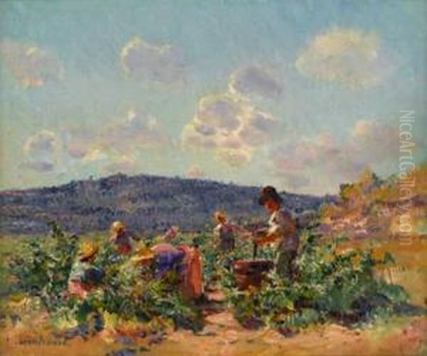 Summer Gardening Oil Painting by Frederic Montenard