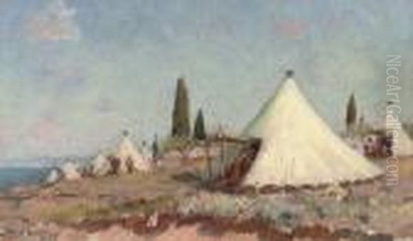 A Zouave Encampment On The Coast Oil Painting by Frederic Montenard