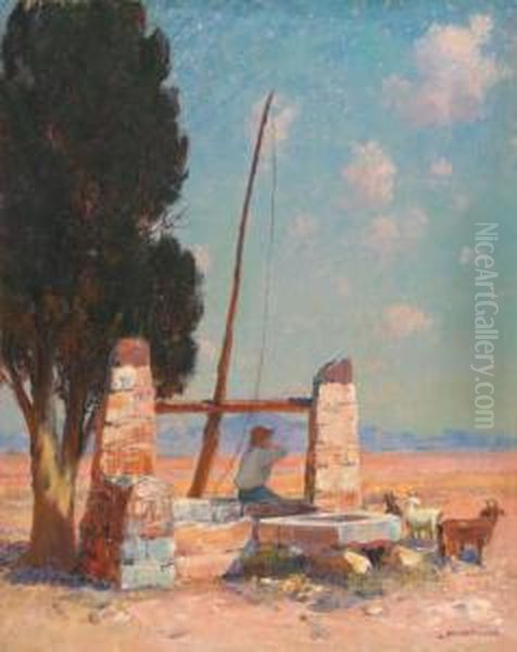 Le Petit Berger Au Puits Oil Painting by Frederic Montenard