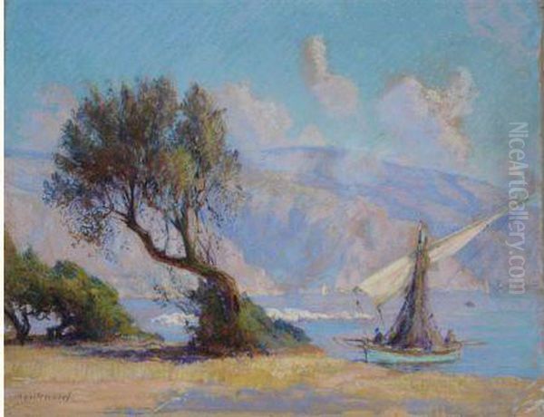 Bateau En Bord De Cote. Oil Painting by Frederic Montenard