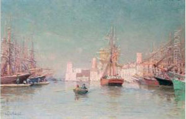 Marseille, Le Vieux Port. Oil Painting by Frederic Montenard