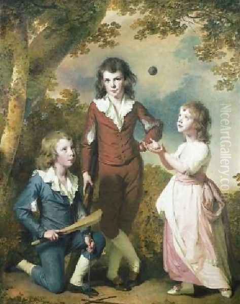 The Children Of Hugh And Sarah Wood Of Swanwick Derbyshire Oil Painting by Josepf Wright Of Derby