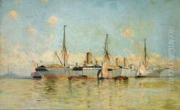 Puerto De Marsella Oil Painting by Jose Pedro Montero Bustamante