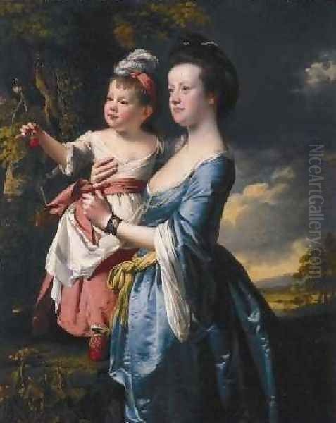 Portrait Of Sarah Carver And Her Daughter Sarah Oil Painting by Josepf Wright Of Derby