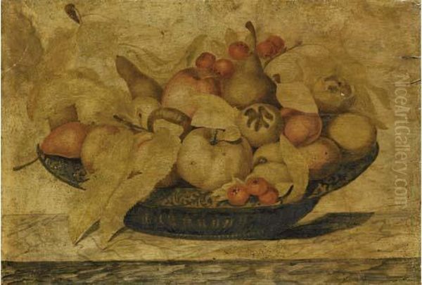 Mele, Pere, Castagne E Altri Frutti In Un Piatto Oil Painting by Octavianus Montfort