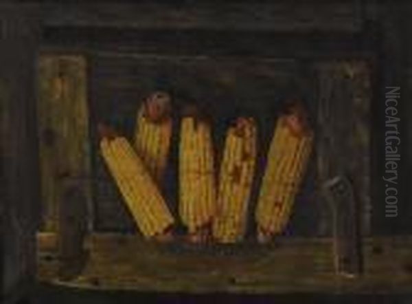 Hanging Ears Of Corn Oil Painting by Alfred Montgomery