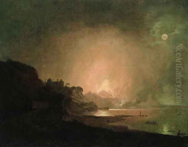 The Eruption of Mount Vesuvius Oil Painting by Josepf Wright Of Derby