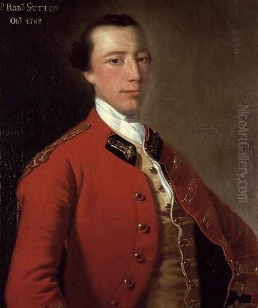 Portrait of Lord Robert Sutton in uniform Oil Painting by Josepf Wright Of Derby