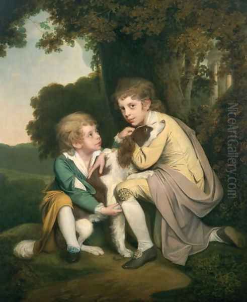 Thomas and Joseph Pickford as Children, c.1777-9 Oil Painting by Josepf Wright Of Derby