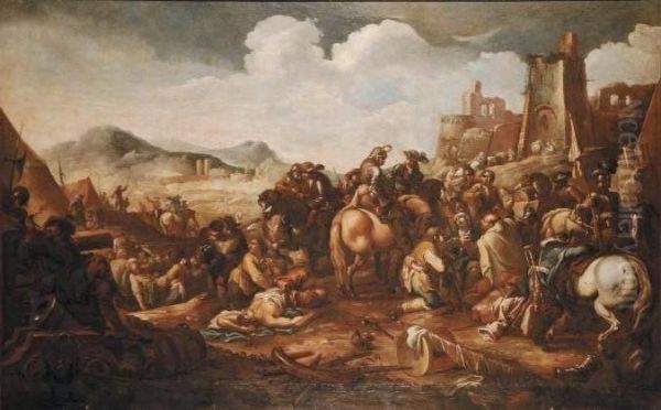 Durante La Battaglia - Dopo La Battaglia Oil Painting by Francesco Monti