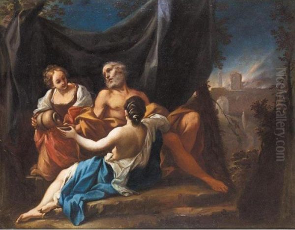 Lot And His Daughters Oil Painting by Francesco Monti