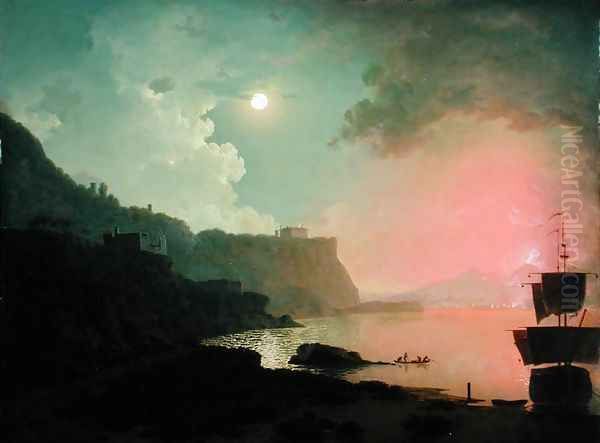 Vesuvius from Posillipo, c.1788 Oil Painting by Josepf Wright Of Derby