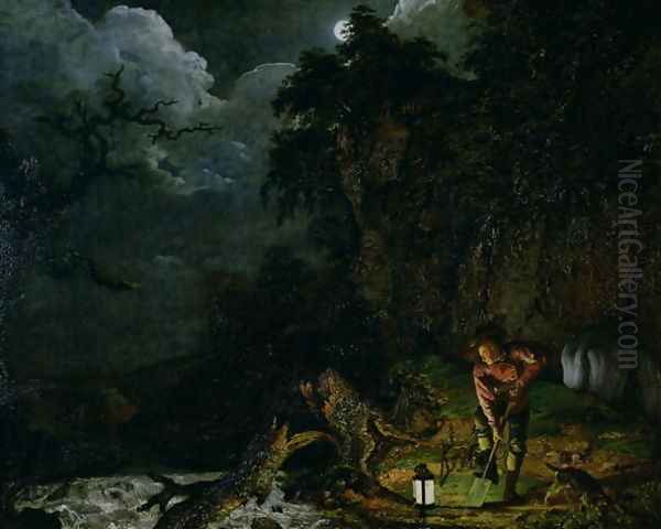 The Earthstopper on the Banks of the Derwent, 1773 Oil Painting by Josepf Wright Of Derby