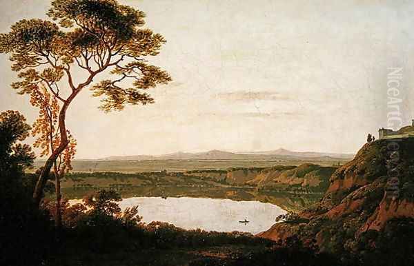 Lake Albano, c.1790-2 Oil Painting by Josepf Wright Of Derby