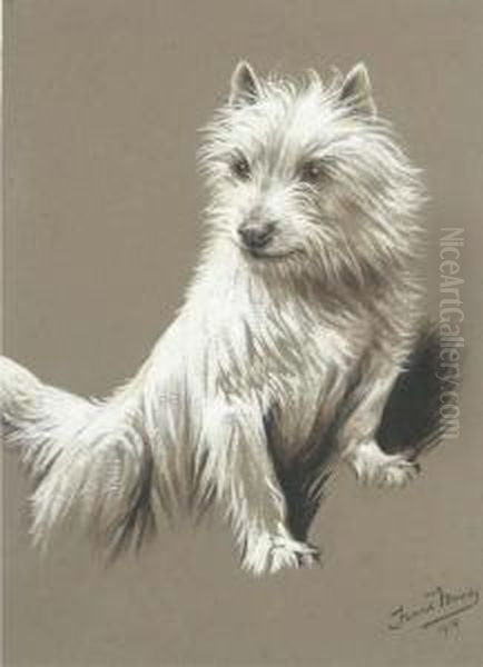 A Cairn Terrier Oil Painting by Fannie Moody