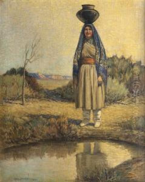 Pueblo Maid Oil Painting by Carl Moon