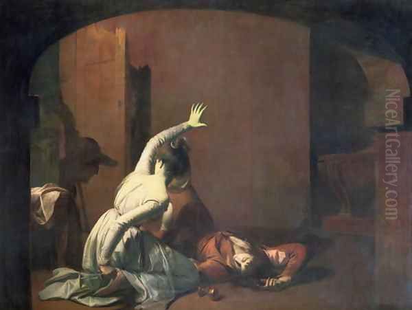 Romeo and Juliet: The Tomb Scene, Noise again! then I'll be brief, exh. 1790 Oil Painting by Josepf Wright Of Derby