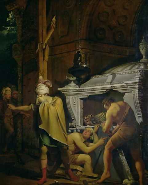 Miravan Breaking Open the Tomb of his Ancestors, 1772 Oil Painting by Josepf Wright Of Derby