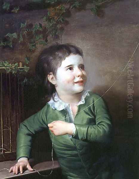 Portrait of a young boy Oil Painting by Josepf Wright Of Derby