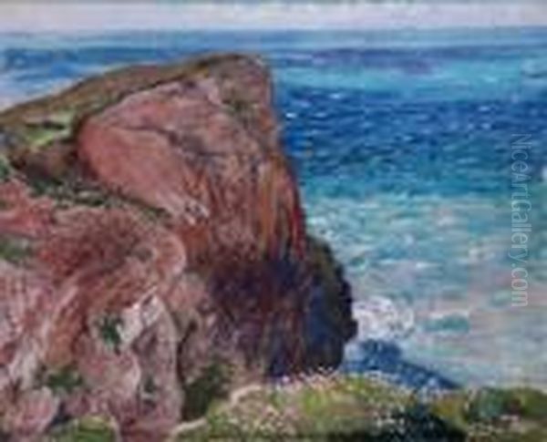 Trevellas Rocks Oil Painting by Robert James Enraght Moony