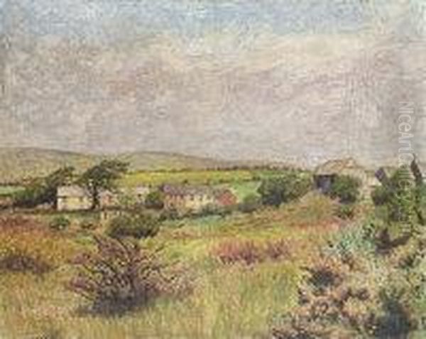 Landscape With Farm Oil Painting by Robert James Enraght Moony