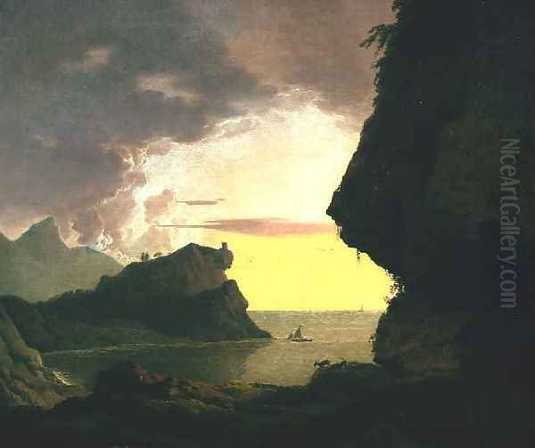 Sunset on the Coast near Naples, c.1785-90 Oil Painting by Josepf Wright Of Derby