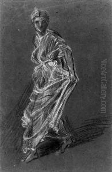 Study Of A Dancing Girl For The Drawing Design For A Picture Oil Painting by Joseph Moore