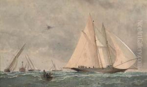 Schooners And Yachts Racing Oil Painting by Barlow Moore